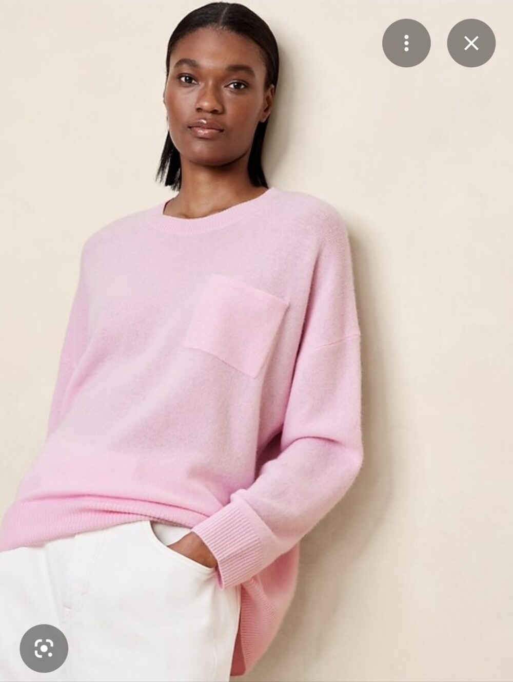 Banana Republic Medium Cashmere Caro Oversized Spring Lily Pink Pullover Sweater